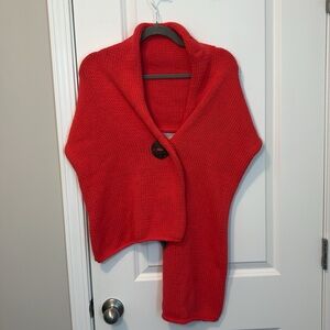 Pure Accessories Flamingo Pink Hand-Knit Scarf Shawl with 3 Large Buttons